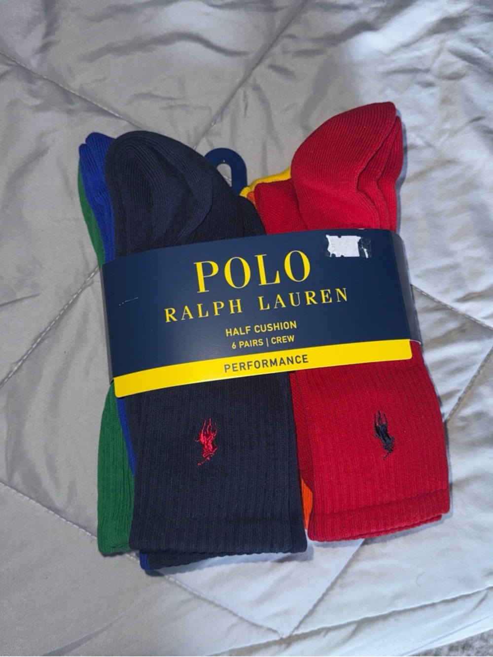 Polo by Ralph Lauren 6-Pack Crew Socks in Red, Navy, Green, Blue